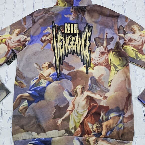Rebel Vengeance Boticelli Wearable Art Print Hoodie Pullover MENS SIZE S - Picture 2 of 13